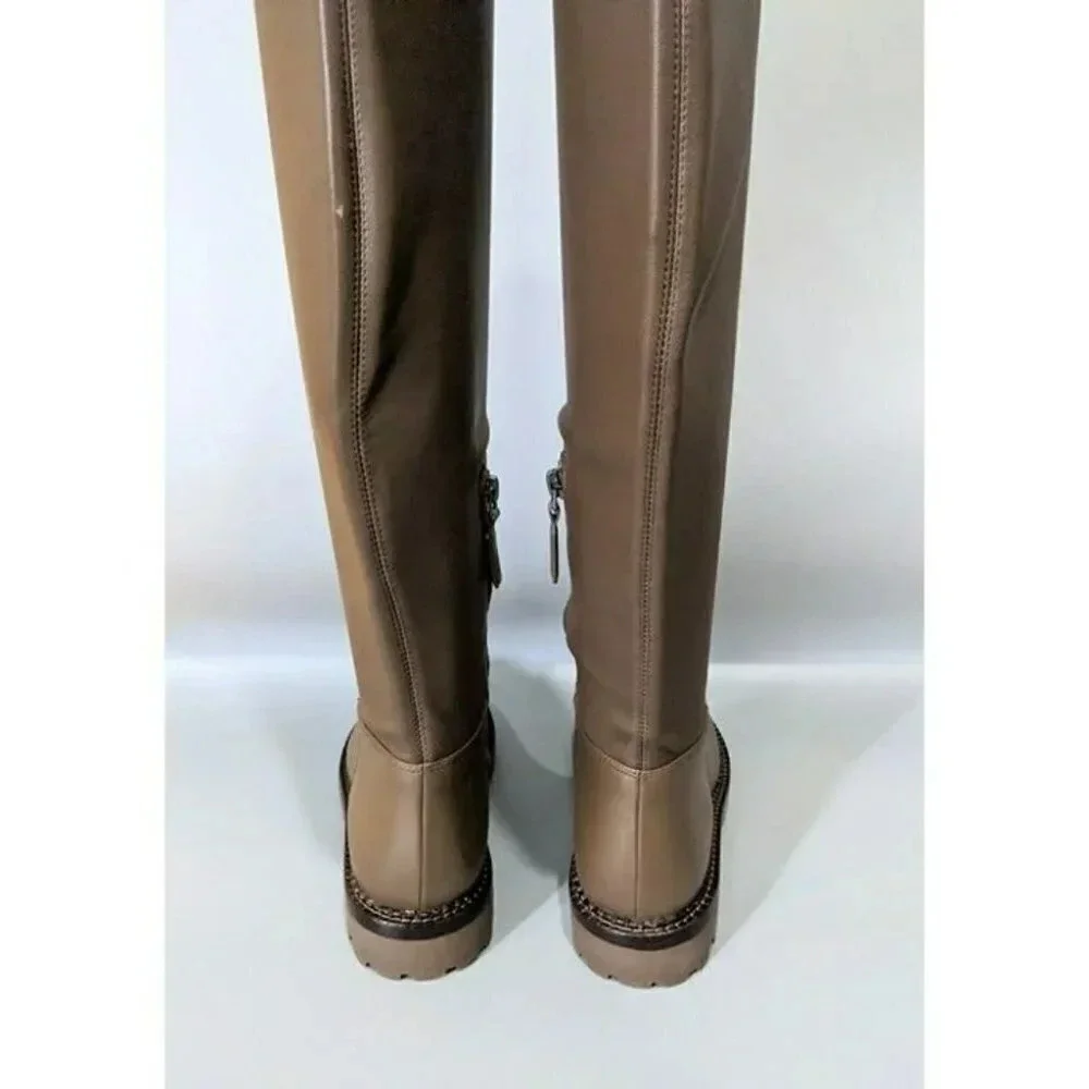 Vince Women's Cabria Lug Over-The-Knee Boot Zipper Dark Wheat Size 6 (MSRP $695)